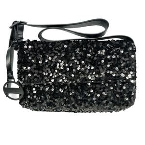 Nicole Miller Black Sequin Shoulder Bag Chic Glam Sparkle Evening $60 NWT